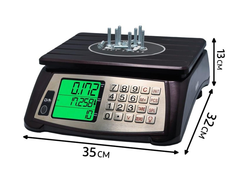 DIGI TARAZ Price Computing Scale, Commercial Food Scale, Counting Function,66lb/30kg,1g, Rechargeable, Waterproof Design, Stainless Steel Keys,Large LCD for Produce, Farmers Market, Grocery, Deli, Meat, Retail - Image 2